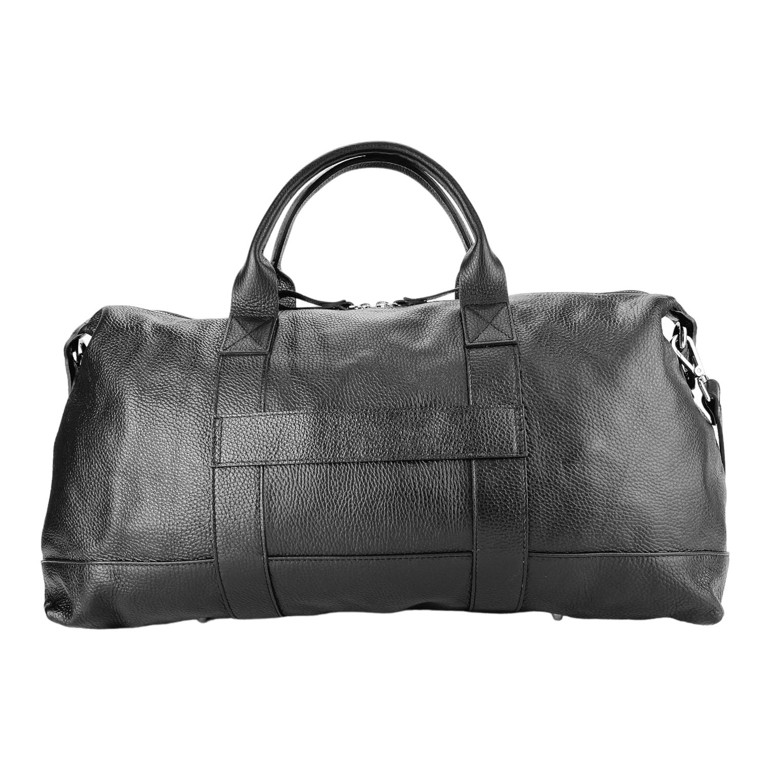 Italian Leather Travel Duffle Bag — Black