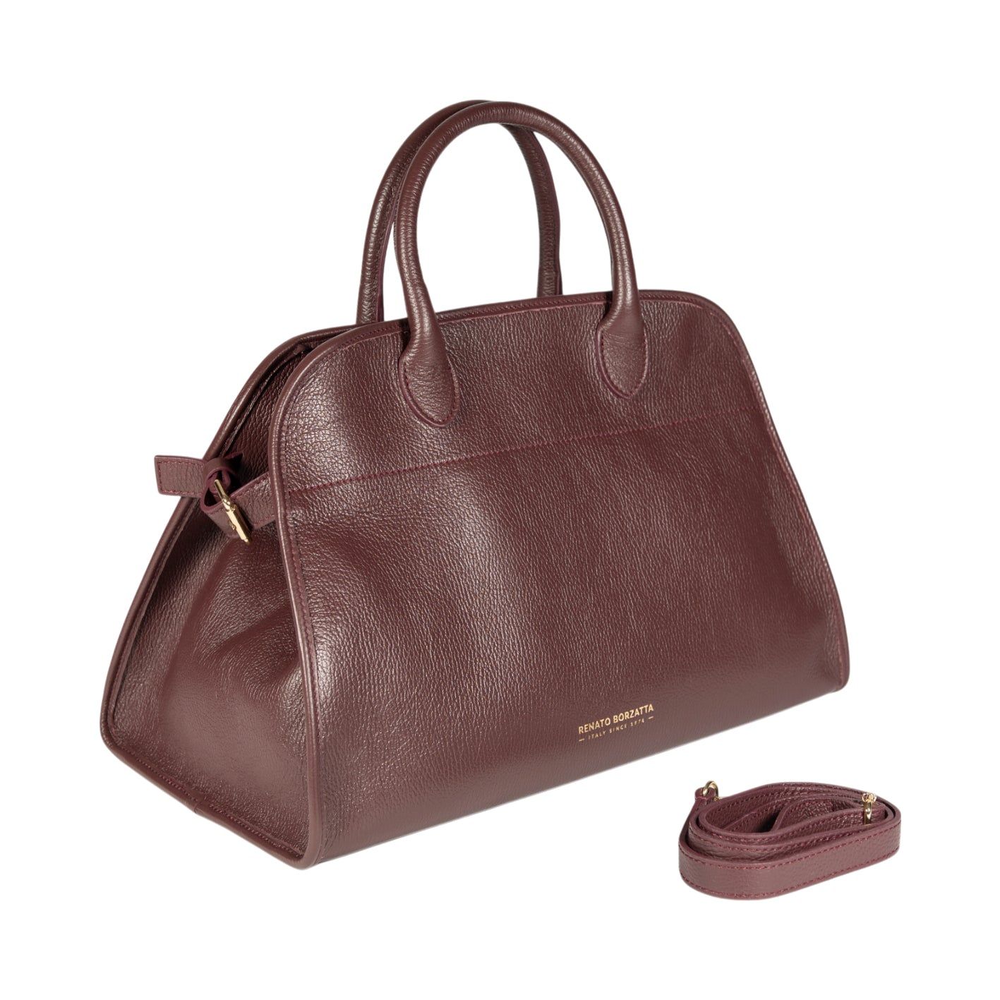 FRIDA Large Italian Leather Handbag — Bordeaux