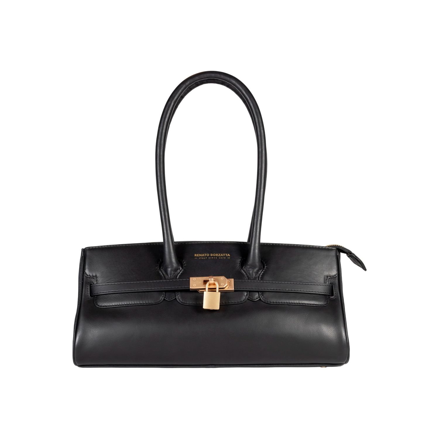 ARIANNA Soft Sauvage Leather Shoulder Bag — Black
