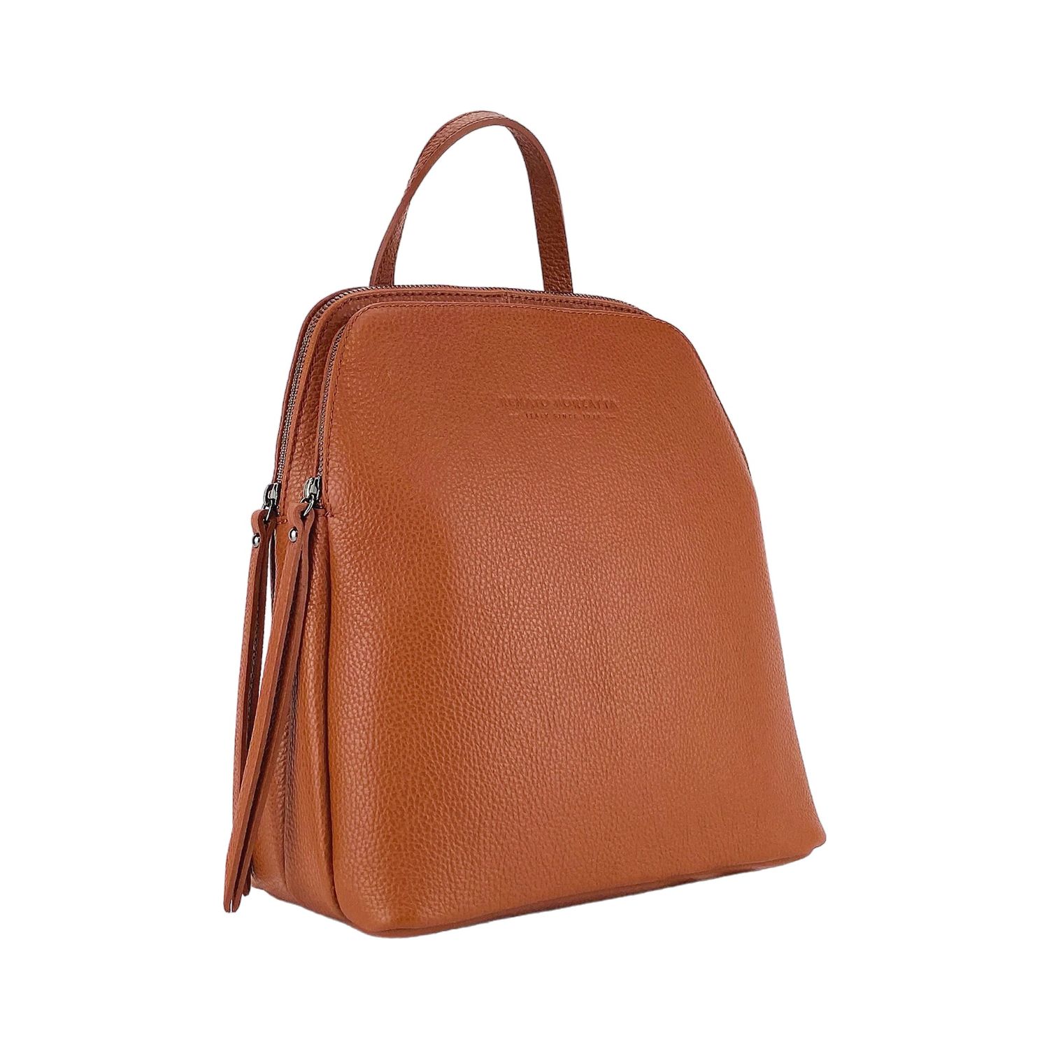 Women's Italian Leather Backpack, Double Compartment — Paprika