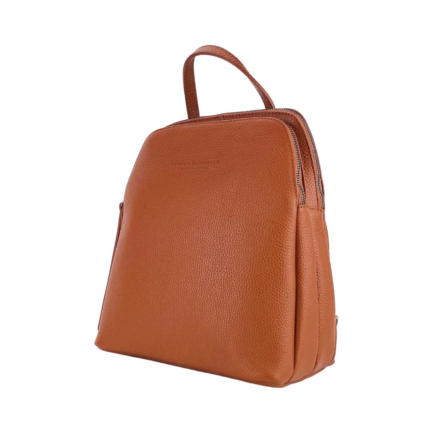 Women's Italian Leather Backpack, Double Compartment — Paprika