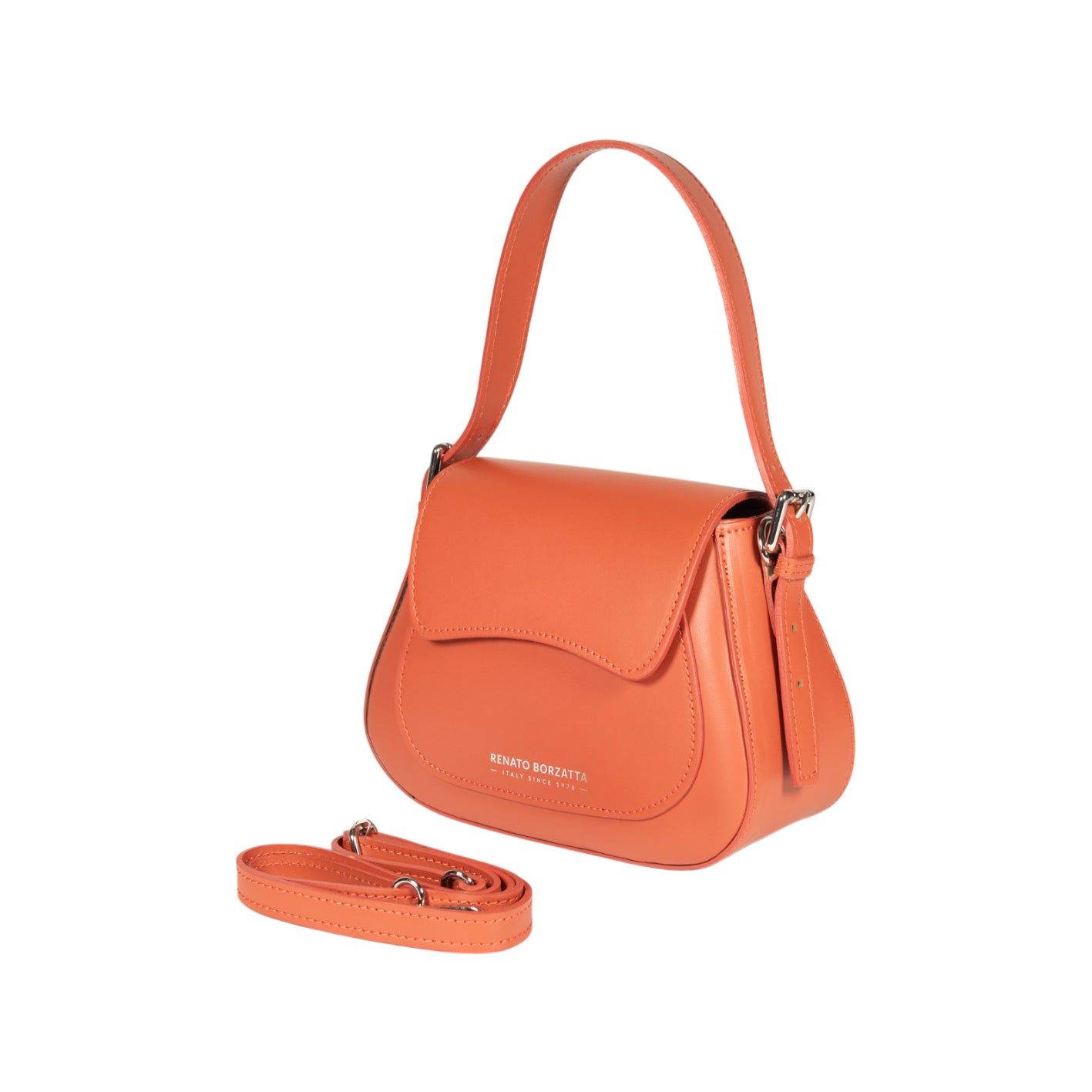 EMMA Italian Leather Flap Shoulder Bag — Paprika