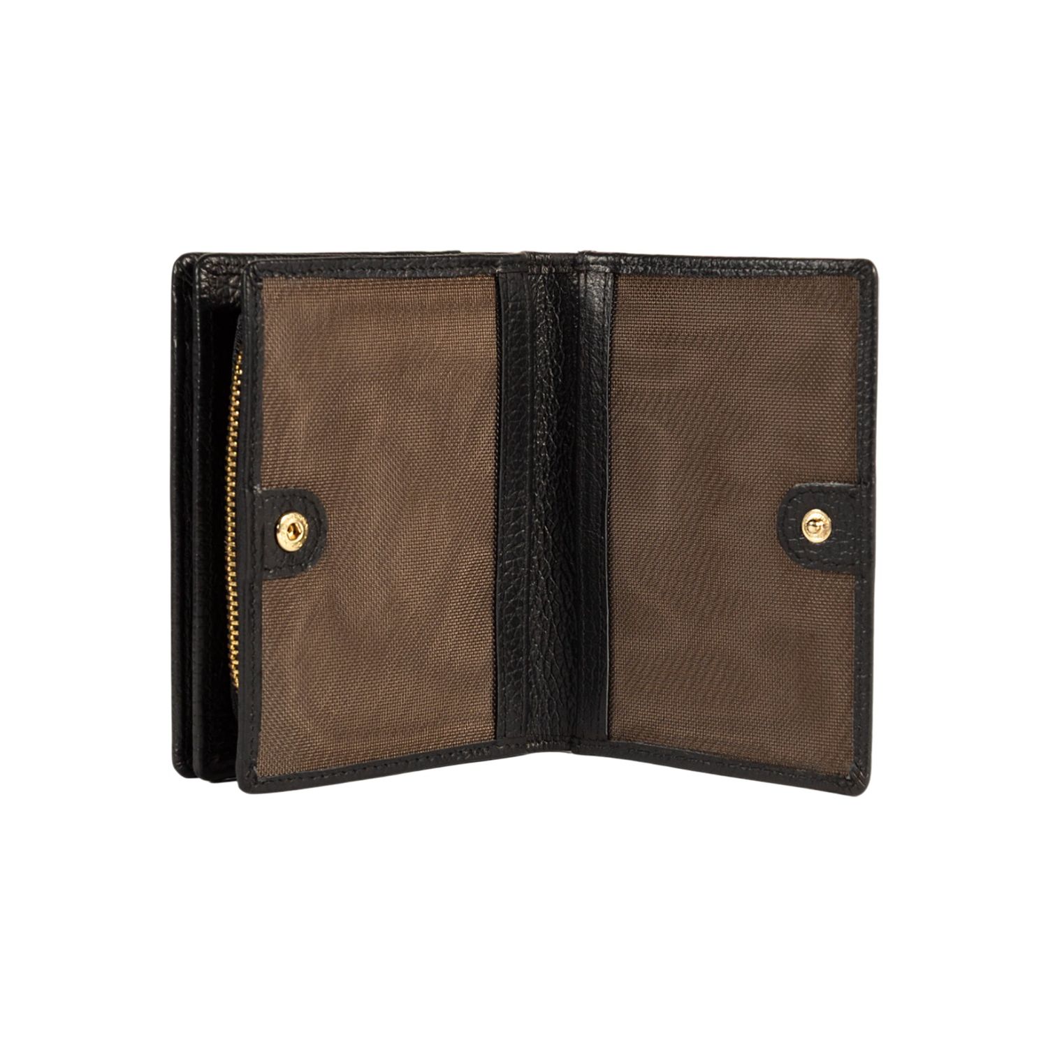Women's Italian Grain Leather Wallet — Black