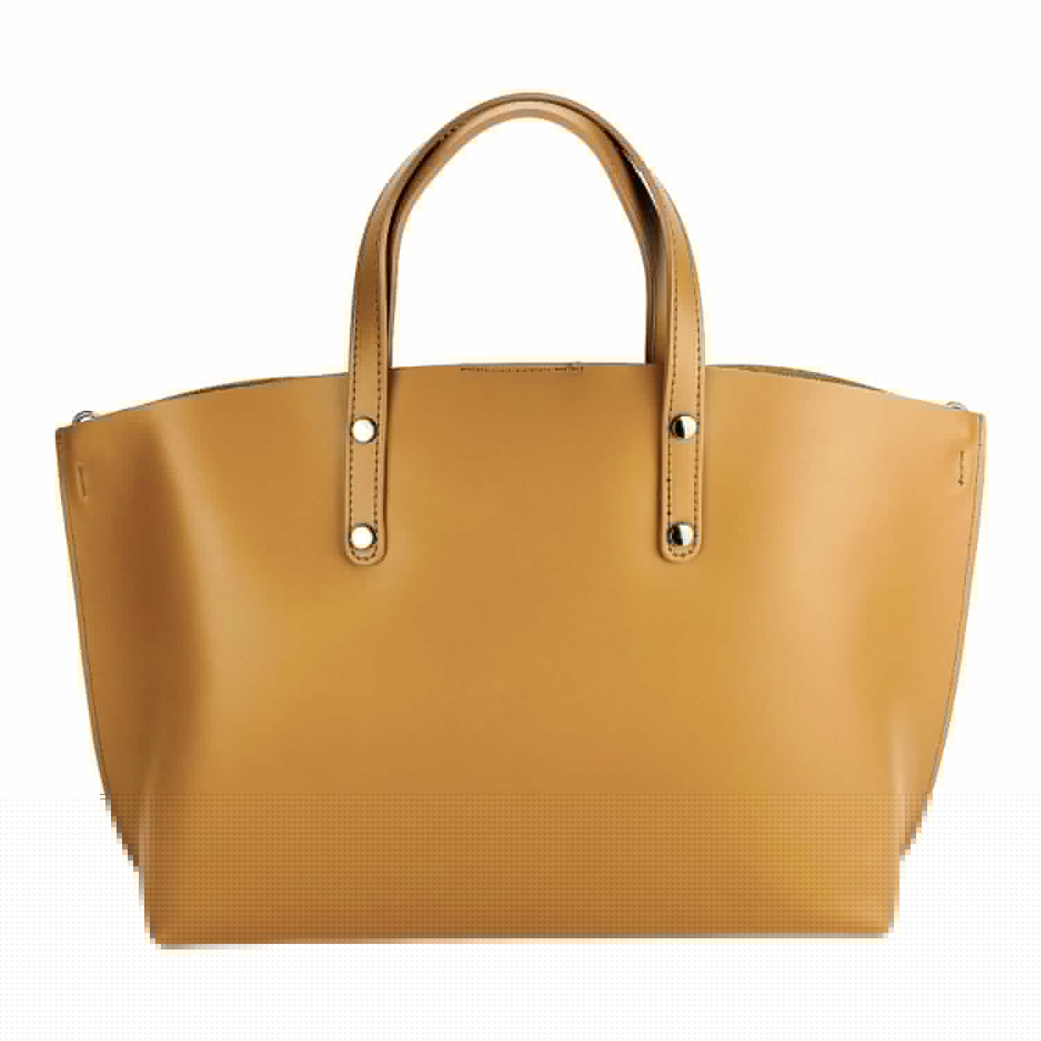 Women's Large Italian Leather Handbag — Cognac