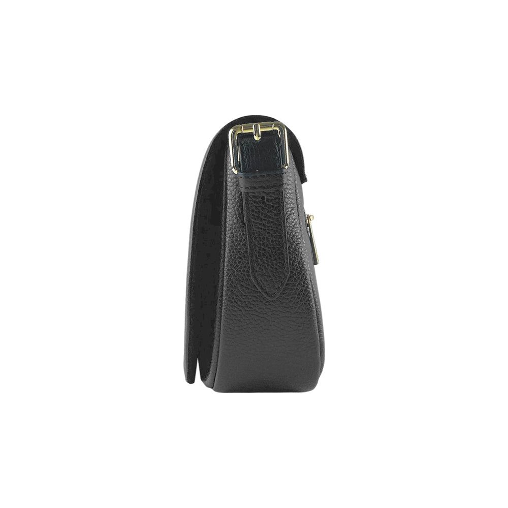 Italian Leather Shoulder Bag with Gold Hardware — Black