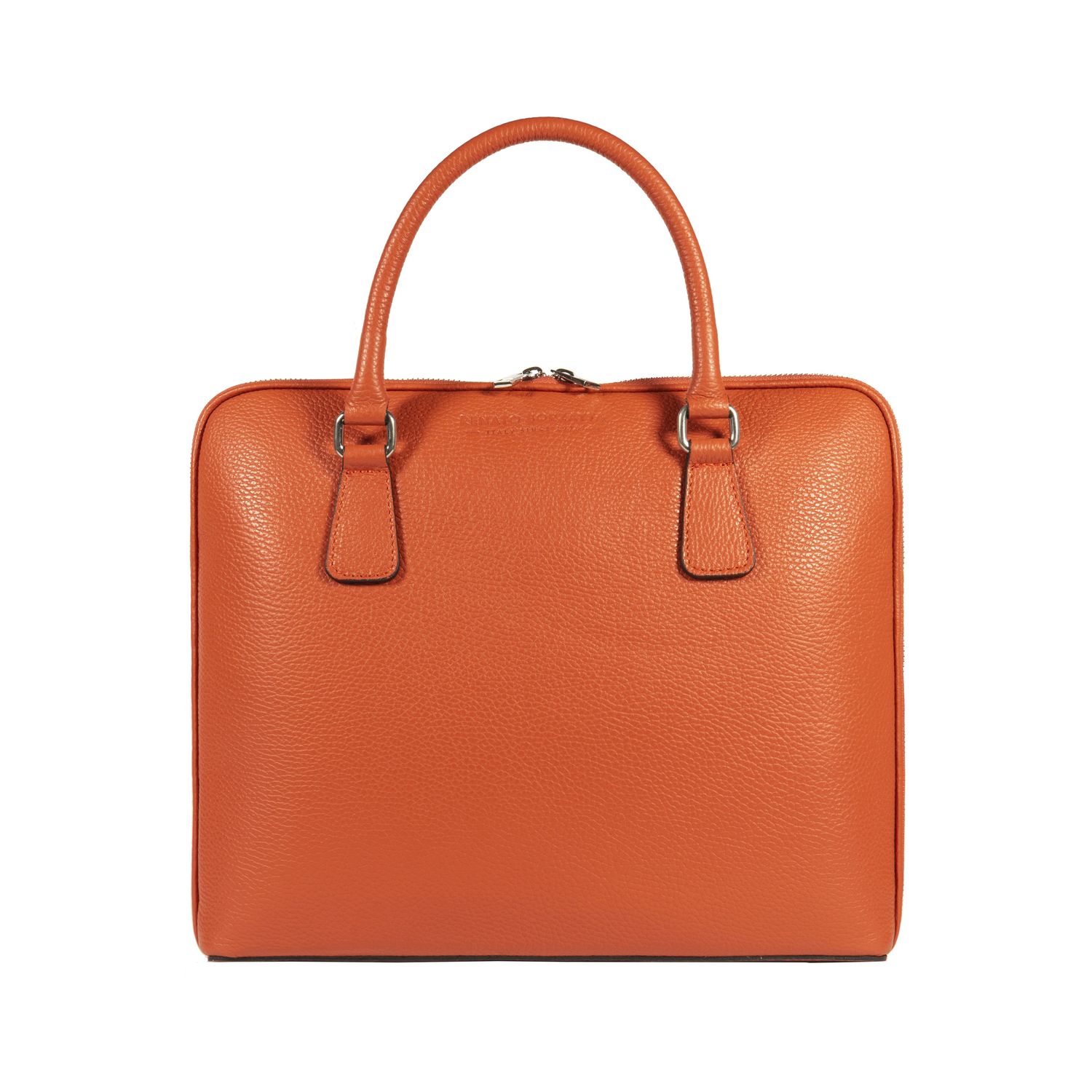 Italian Leather Unisex Briefcase — Orange