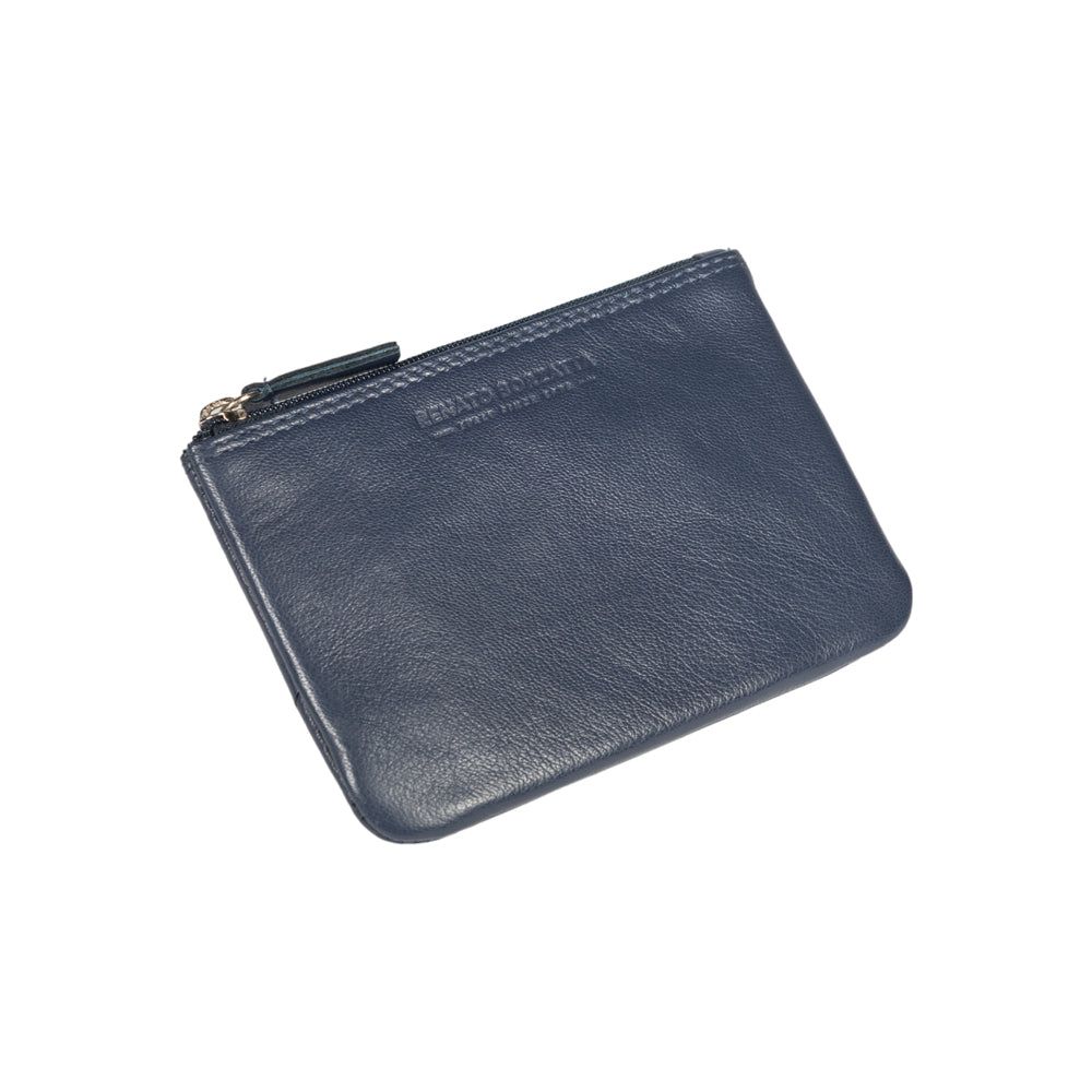Italian Leather Key Holder & Coin Pouch RFID — Blue