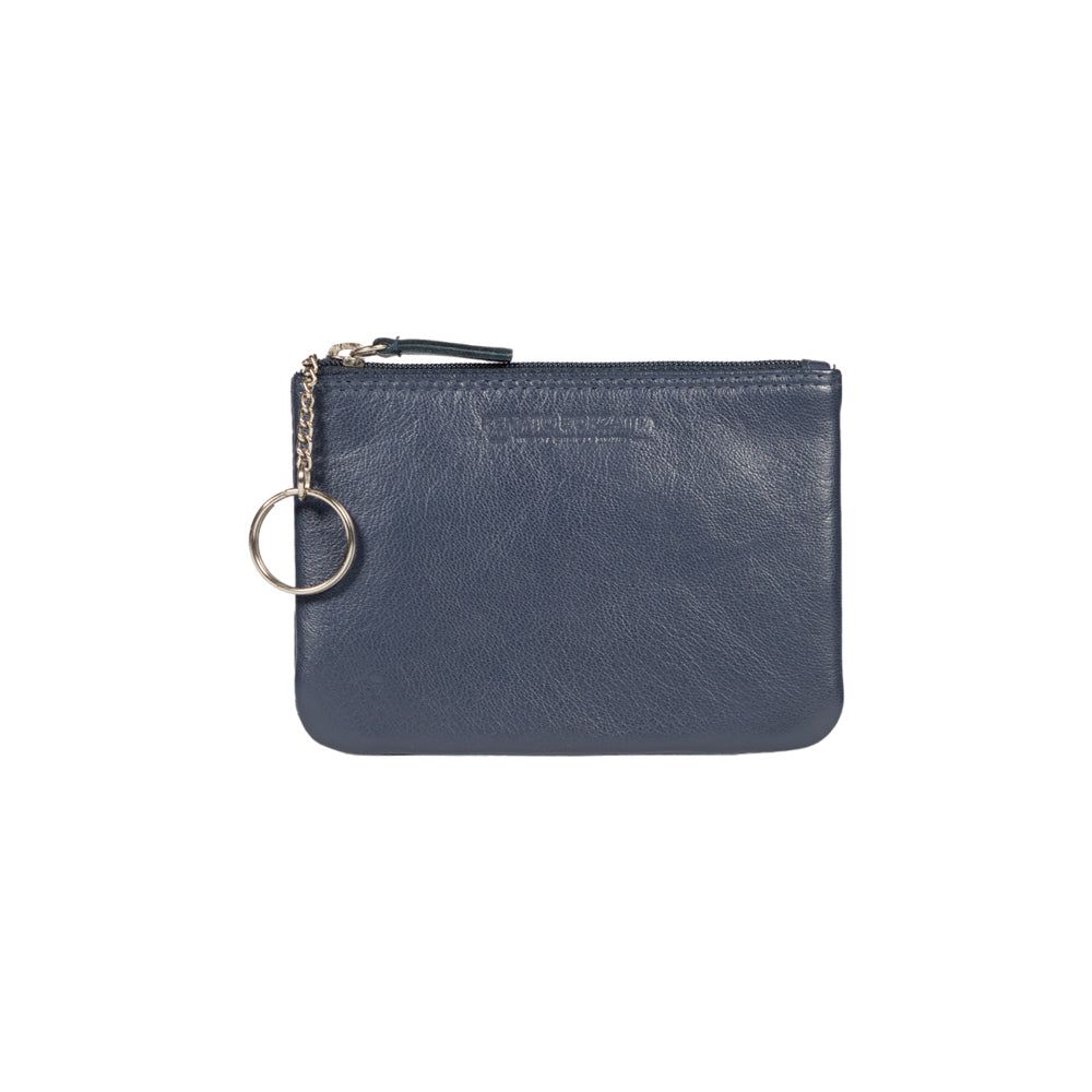 Italian Leather Key Holder & Coin Pouch RFID — Blue