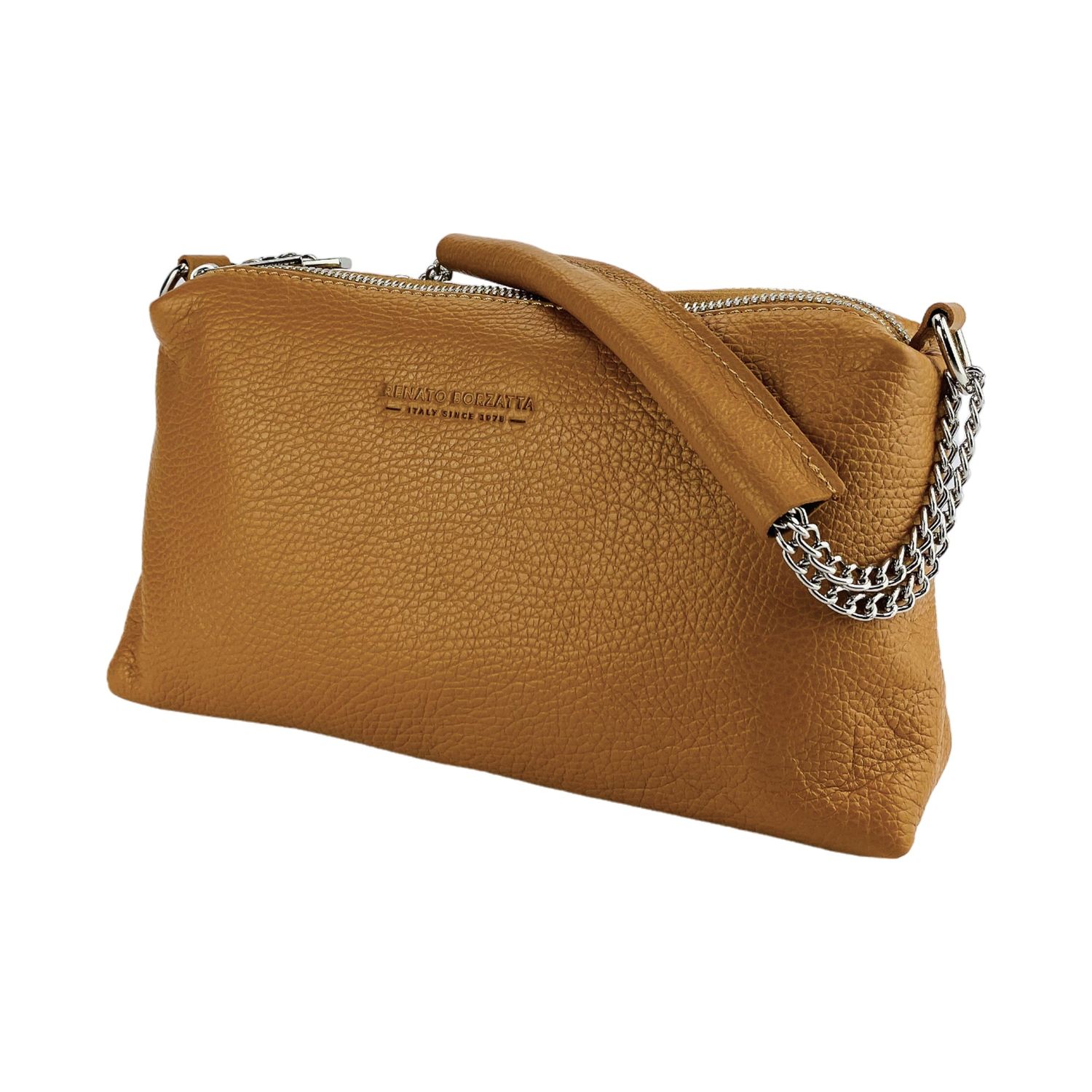 Women's Italian Leather Crossbody Bag — Cognac