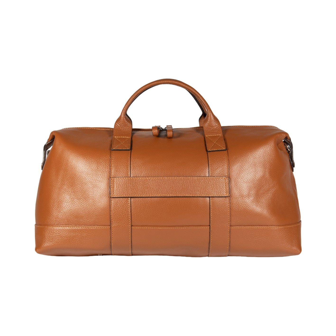 Italian Leather Travel Duffle Bag — Cognac