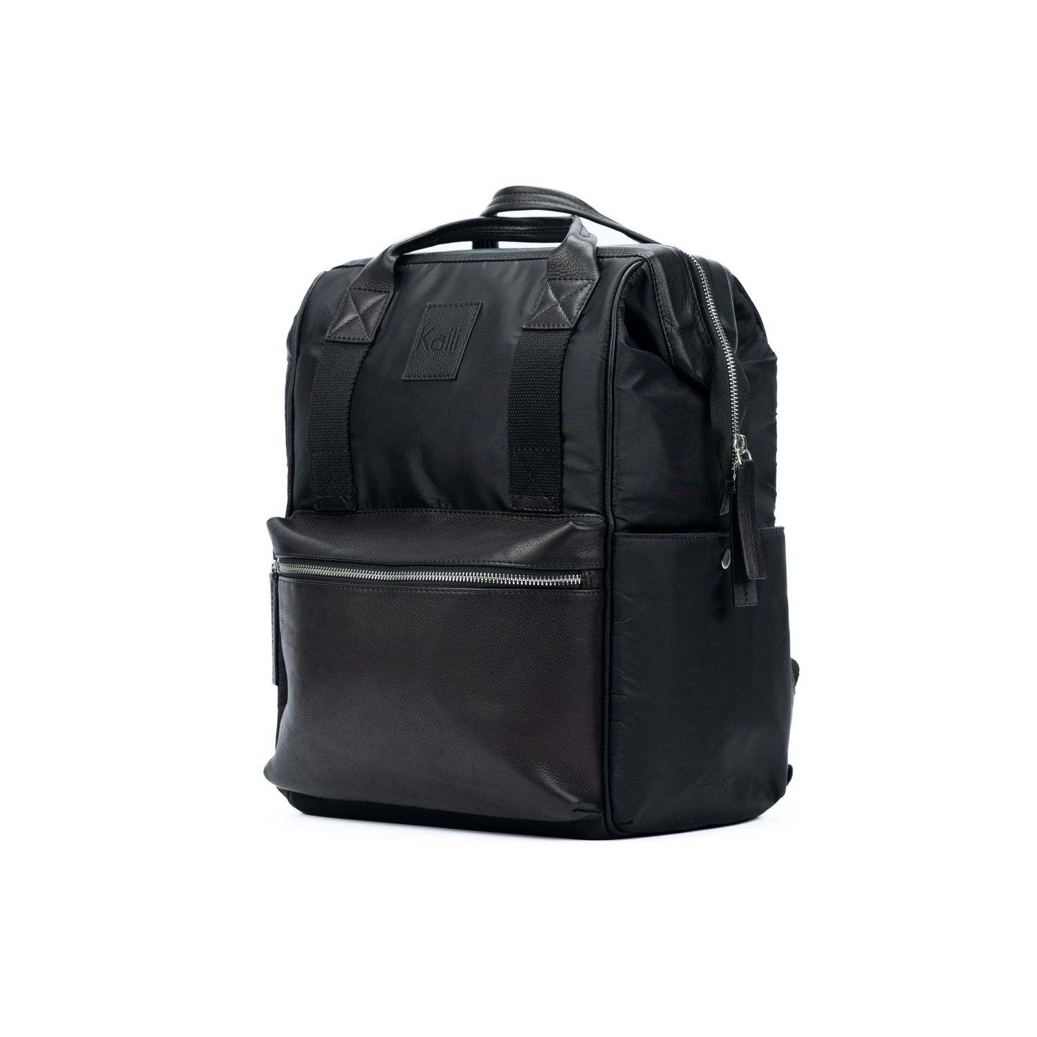 Waterproof Nylon & Leather Backpack — Black