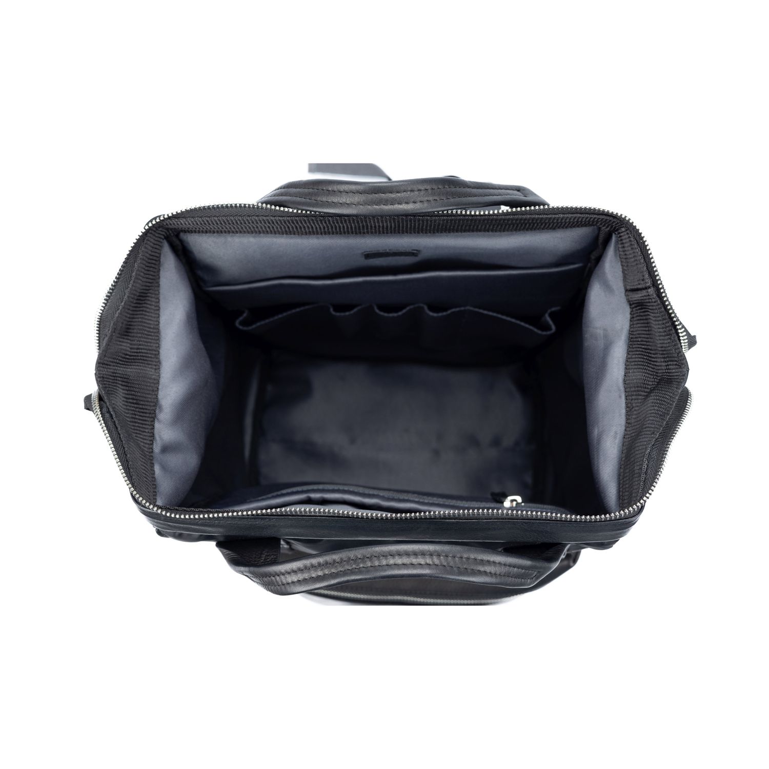 Waterproof Nylon & Leather Backpack — Black