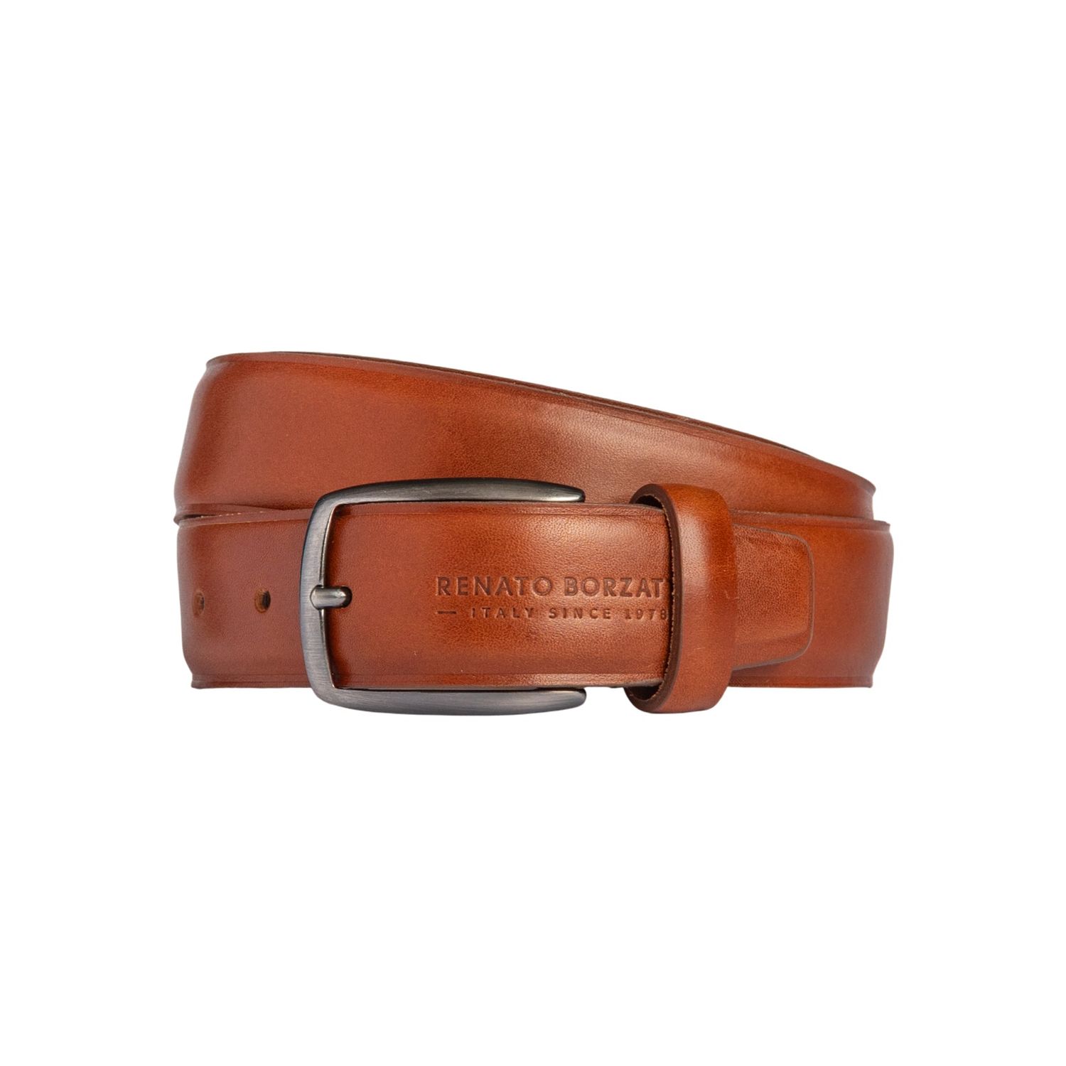 Men's Italian Vegetable-Tanned Leather Belt — Cognac