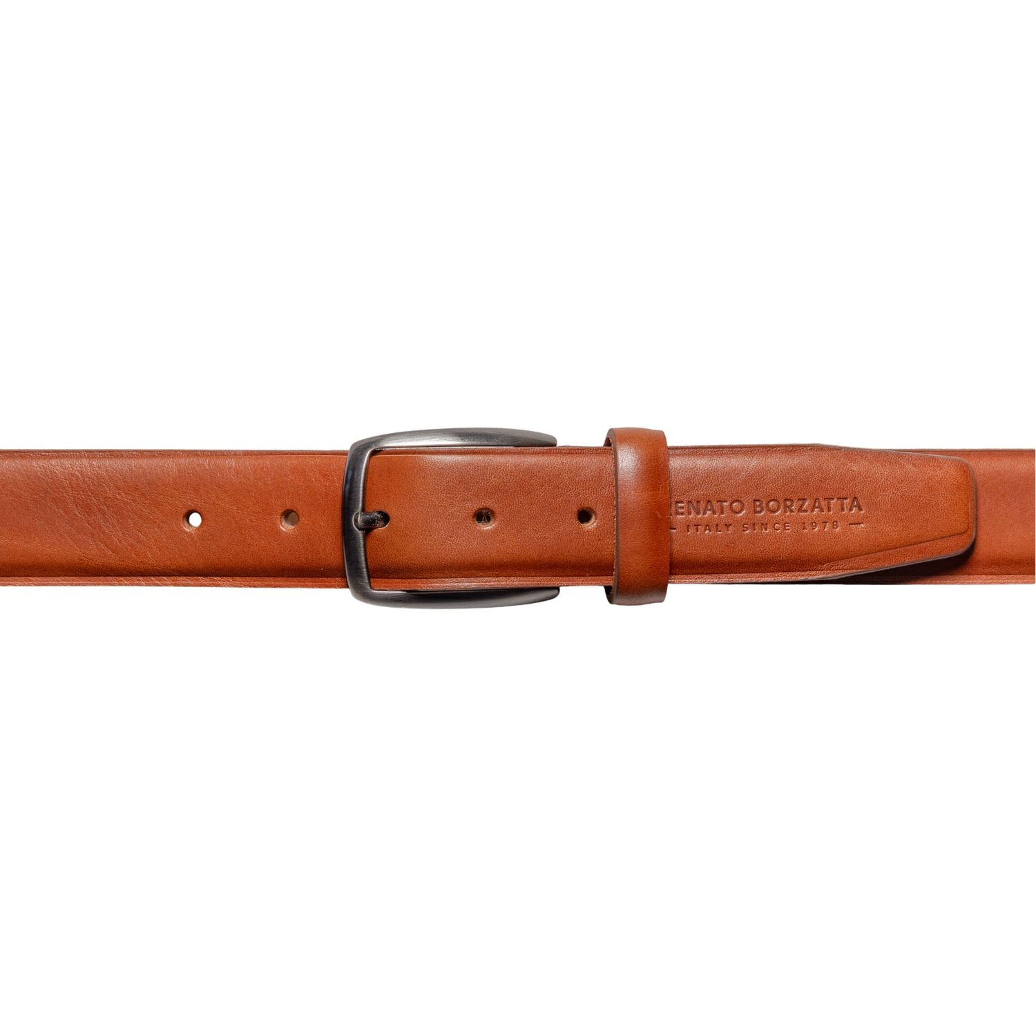 Men's Italian Vegetable-Tanned Leather Belt — Cognac