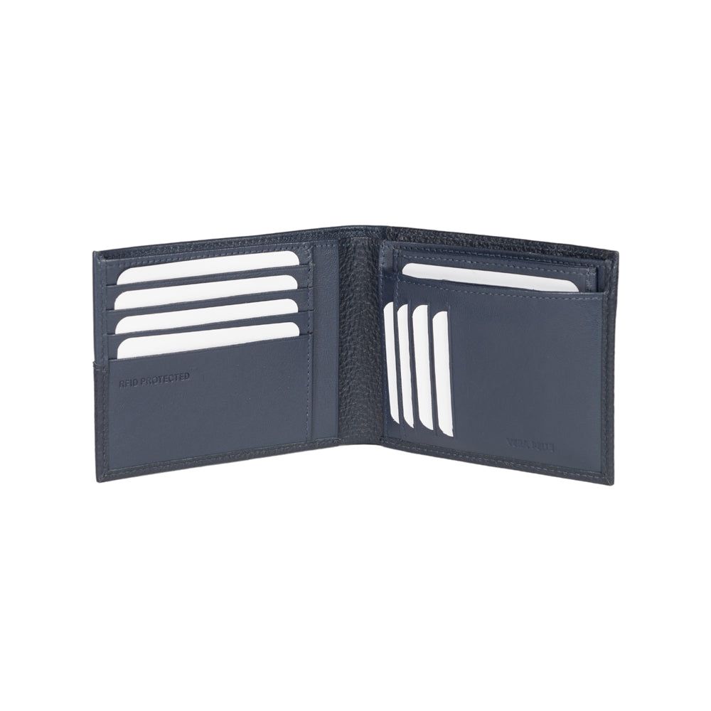 Men's Compact Italian Leather Wallet RFID — Blue