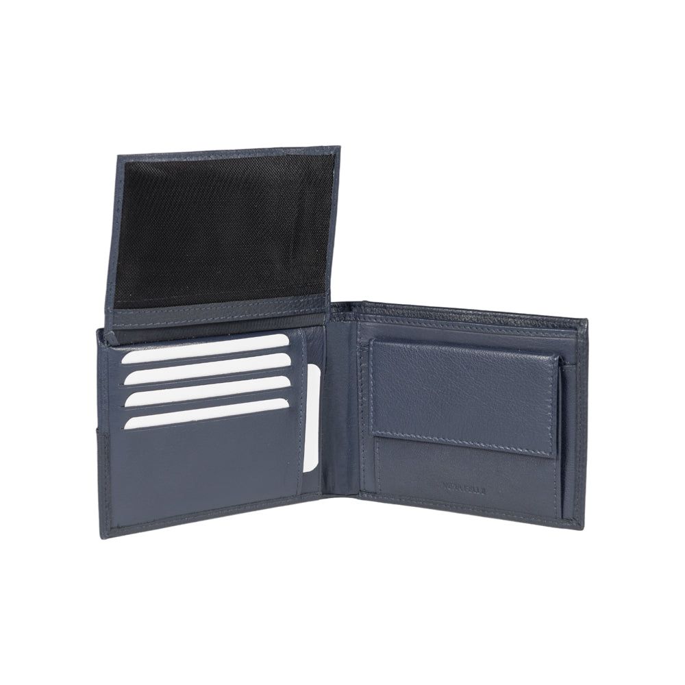 Men's Italian Leather Bifold Wallet — Blue