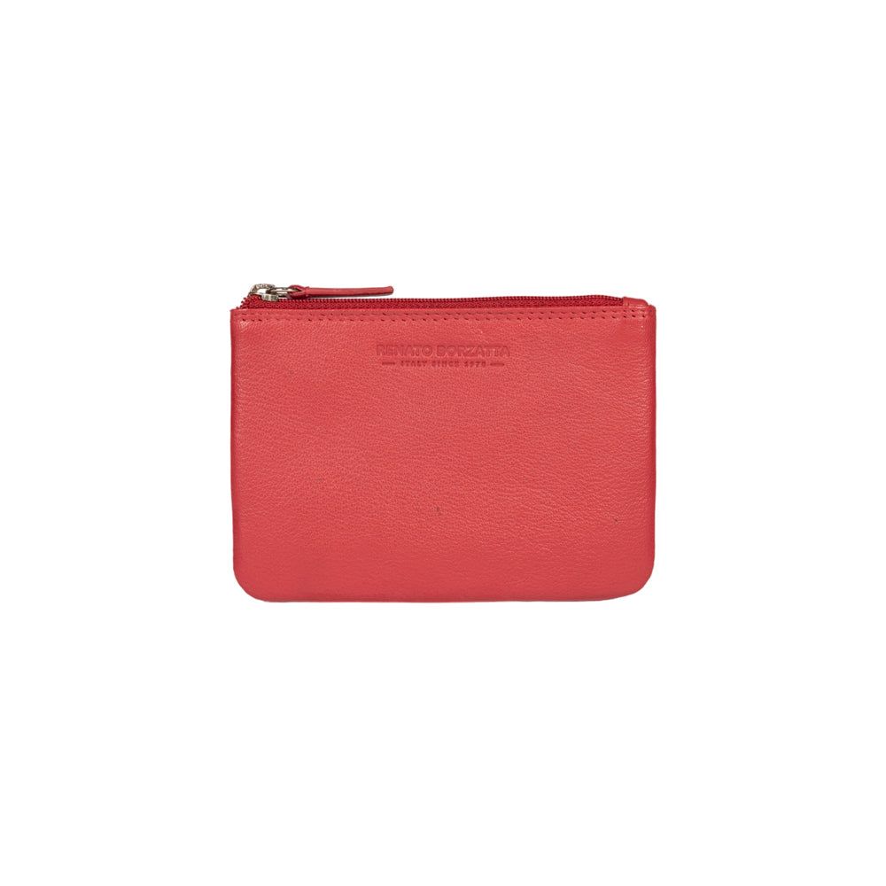 Italian Leather Key Holder & Coin Pouch RFID — Red