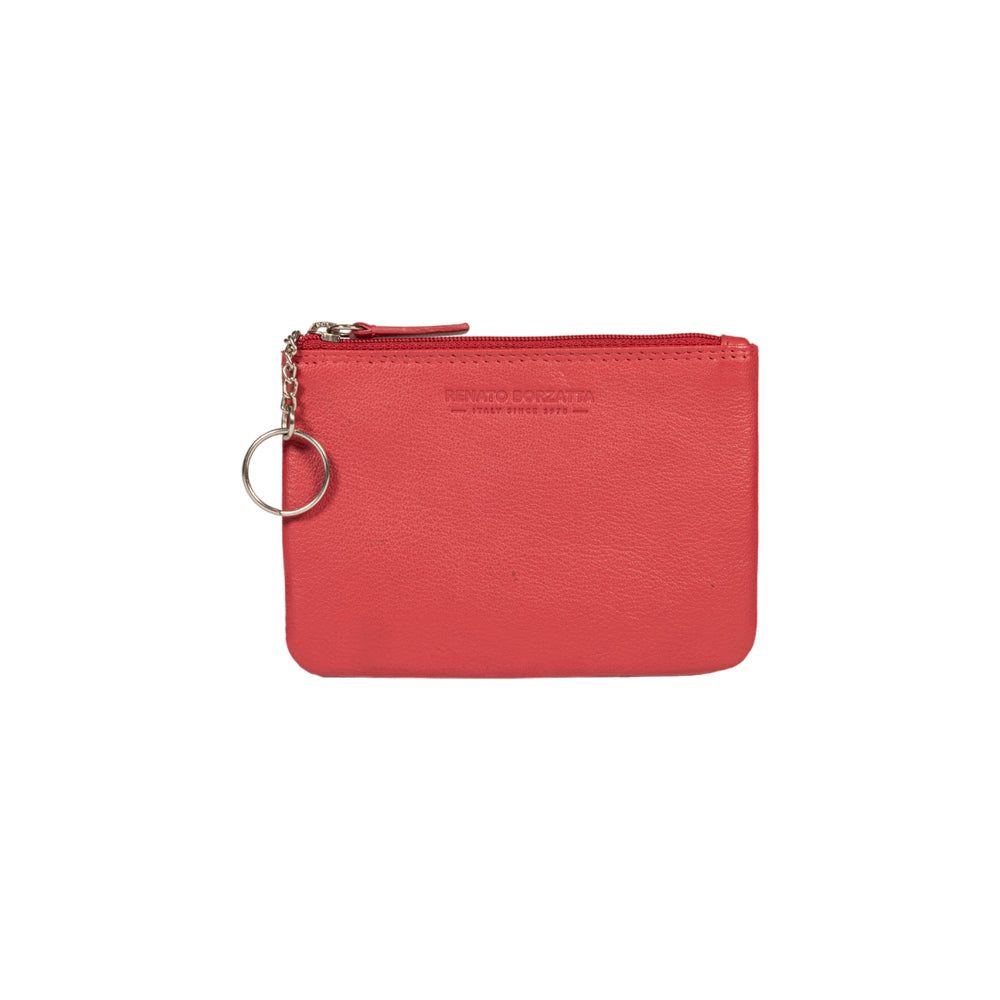 Italian Leather Key Holder & Coin Pouch RFID — Red